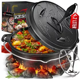  PENTOLA IN GHISA GRIGLIA CON COPERCHIO KESSER 4,2L