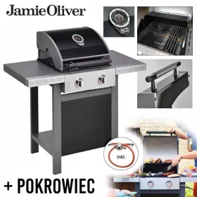    Jamie Oliver griglia a gas a 2 fuochi 84 cm griglia per barbecue in ghisa e acciaio inox