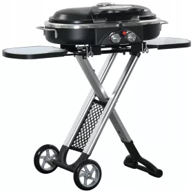    Outsunny Grill a gas pieghevole 2 bruciatori, 2,34 kW, acciaio inossidabile