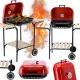  GRILL AMERICANO A CARBONE CON RIPIANI LATERALI E RUOTE GARDEN 96x45x75 CM