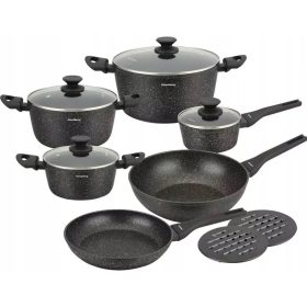   Set di Pentole e Padelle in Marmo Klausberg, 12 Pezzi - Alta Qualità e Design Elegante