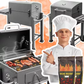    Barbecue a carbone con tavolo in ghisa, griglia solida, affumicatura +4 kg di carbone