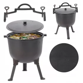  PENTOLA IN GHISA DA CACCIA 11L CON COPERCHIO E GAMBE