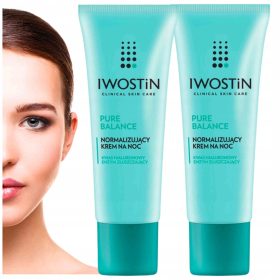   Iwostin Pure Balance Crema Notte Normalizzante per Pelle Normale e Mista 2x100ml