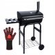  Barbecue portatile con coperchio da giardino, carbone per bricchette chiuso + camino