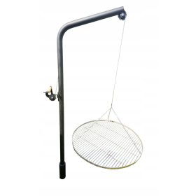    Barbecue da giardino su palo, griglia in acciaio inox, diametro 80, palo lungo