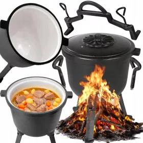    PENTOLA IN GHISA SMALTATA UNGHERESE PENTOLA UNGHERIA 8L GRIGLIA PER FUOCO DA CAMPEGGIO