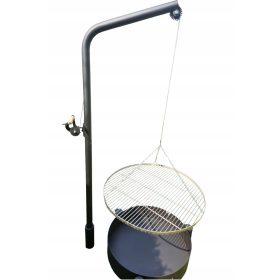    Barbecue da giardino su braccio, griglia in acciaio inox, diametro 80, braccio, focolare