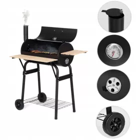    Barbecue a carbone con coperchio, termometro, ventilazione, giardino, bloccabile, su ruote