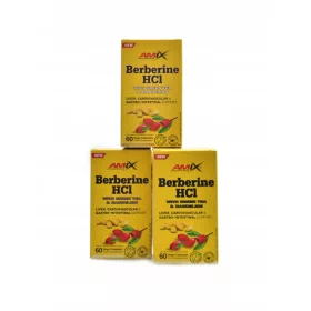   Amix Berberine HCL con Tè Verde e Tarassaco, Pacchetto Economico 3 x 60 Capsule