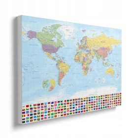   Quadro su Tela Mappa del Mondo 120x80 cm - Alta Qualità e Montaggio Semplice