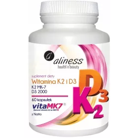   Aliness Vitamina K2 MK-7 Natto e Vitamina D3 2000 IU - Supporto per Ossa Forti