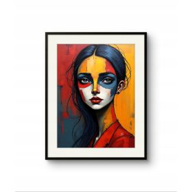   Quadro Moderno Ritratto di Donna con Colori Espressivi e Stile Ibrido