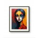 Quadro Moderno Ritratto di Donna con Colori Espressivi e Stile Ibrido