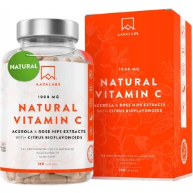   Vitamina C Naturale 1000 mg da Acerola e Rosa Canina - 180 Capsule Vegane