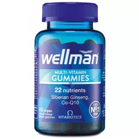   Wellman Gummies - Multivitaminico per Uomini Sapore Arancia, 60 Gomme Vegane