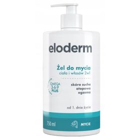   Gel Detergente Eloderm 2 in 1 per Corpo e Capelli, Ideale per Pelli Secche e Atopiche, 750 ml