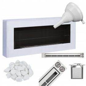   Biofireplace 900x400 Bianco Opaco con Vetro – Biocamino a Parete con Bruciatore a 6 Punti, Sicuro ed Ecologico