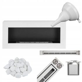   Biofireplace BOX 900x400 Biocamino a Parete Bianco Strutturale con Bruciatore 6 Punti