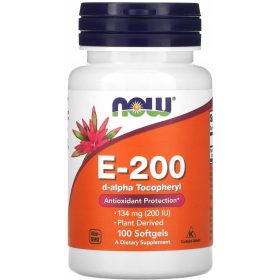   Now Foods Vitamin E-200 Natural 100 Softgels - Supporto Antiossidante e Cardiovascolare