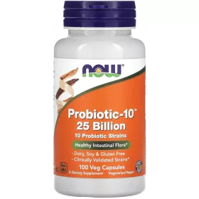   Probiotic-10 25 Miliardi di NOW Foods, Supplemento Probiotico con 10 Ceppe Batteriche
