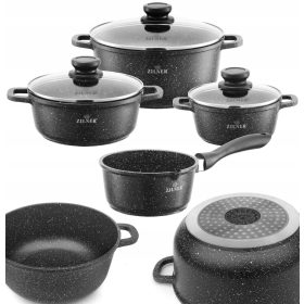   Set di Pentole in Alluminio con Rivestimento Marmoreo 7 Pezzi Premium