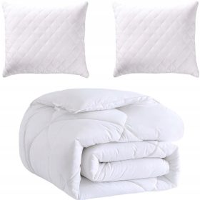   Set Lettivo: Piumone 160x200 e 2 Cuscini 70x80 Antiallergici e Trapuntati