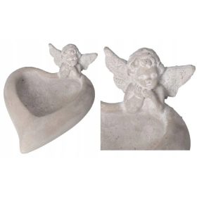 Angelo Portacandele Decorativo in Pietra per Tombe, 17 cm