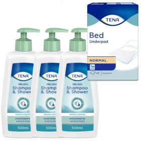   Set 3x TENA Proskin Shampoo & Shower e Protezioni TENA Bed Normal 60x90