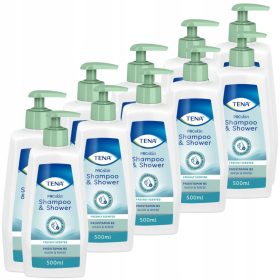   Set 10x TENA Proskin Shampoo & Shower, Gel e Shampoo 2 in 1 per Pelli e Capelli Sensibili