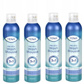   Set di 4 Mousse Lavante TENA ProSkin, Senza Risciacquo, 400 ml ciascuno