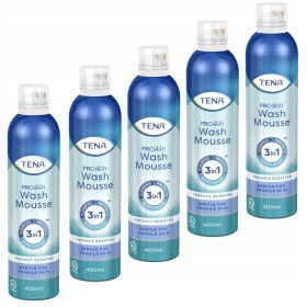   TENA ProSkin Wash Mousse, Set di 5, Schiuma Lavante senza Risciacquo