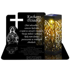   Znicz Solarny LED Premium XL z Srebrnym Zdobieniem - Wieczna Lampa Energooszczędna