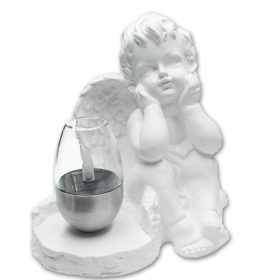   Angelo Decorativo in Gesso con Luce Solare LED per Giardino e Tomba