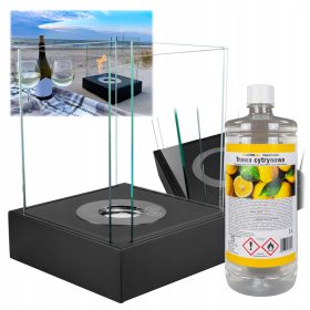   Mini Biocamino Sunset Garden Nero Opaco + Biocombustibile alla Citronella 1 L