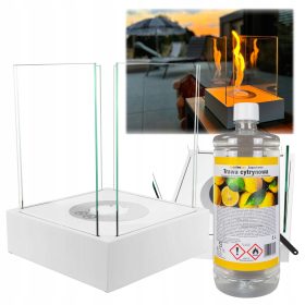   Mini Biocamino Sunset Garden Bianco Opaco con Biocombustibile alla Citronella 1L