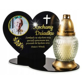   Base per Candela Con Foto e Testo Personalizzato in Plexiglass Nero