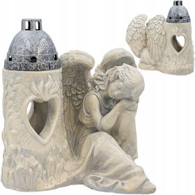   Angelo XXL per Tomba con Portacandela - Decorazione Elegante e Raffinata