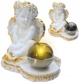   Angelo Dorato in Gesso con Luce Solare LED – Lampada Solare Decorativa per Tombe