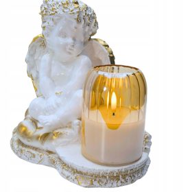   Angioletto Decorativo con Candela LED in Vetro - Eleganza e Durabilità