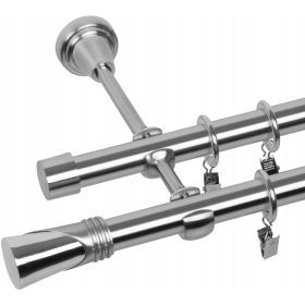    BASTONE PER TENDE DOPPIO 200 CM 19+19 MM ANELLI SILENZIOSI 3 COLORI TERMINALI A SCELTA RENA