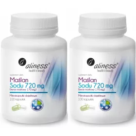   Aliness Maślan Sodu 720 mg - Integratore a Rilascio Intestinale - Confezione Doppia da 100 Capsule VEGE