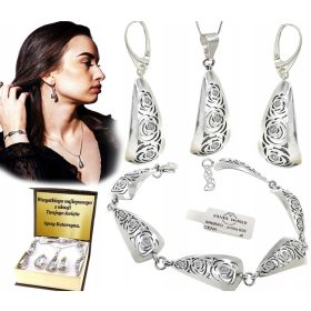    BELLISSIMO SET DI GIOIELLI IN ARGENTO 925. Strass SWAROVSKI + INCISIONE