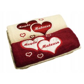    Asciugamani REGALO con ricamo in un cestino, matrimonio, anniversario.