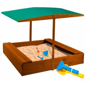 Sabbiera con tetto 120x120 cm, in legno, marrone, 3 anni +