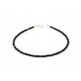 Bracciale TORMALINA NERA con perline in argento da 2 mm