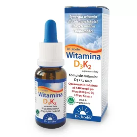   Vitamina D3K2 MK-7 Dr. Jacob's - Gocce Vegetariane di Alta Qualità, Disponibilità 150 Dosi
