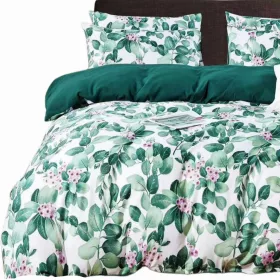   Set Biancheria da Letto in Cotone Satinato Doppio Lato 220x200cm