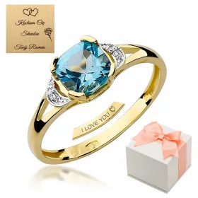    Anello di fidanzamento in oro 585 con topazio e diamanti, di qualsiasi dimensione