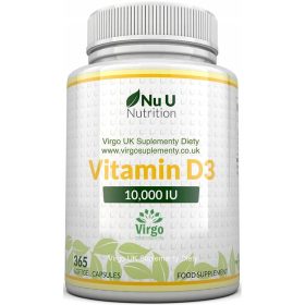   Vitamina D3 NU U Nutrition, 10000 IU, 365 Capsule Gelatinose per un Anno Intero